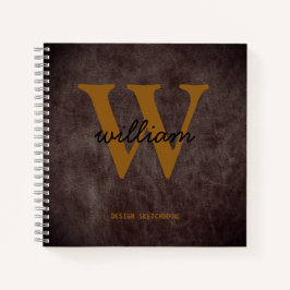 モノグラム黒tanスクリプト名burgundy leather ノートブック