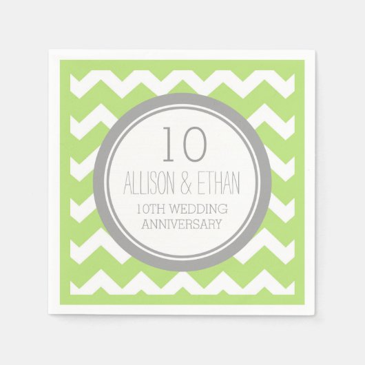 モノグラム10周年記念ナプキングリーンシェブロン スタンダードカクテルナプキン (正面)