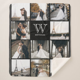 モノグラム11角写縁ど真黒 シェルパブランケット