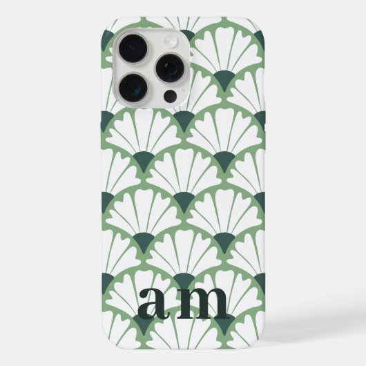 モノグラム2イニシャルグリーンビンテージ iPhoneケース (裏面)