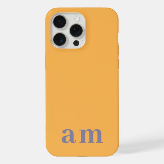 モノグラム2イニシャル イエロー&ブルー ミニマル iPhoneケース (裏面)