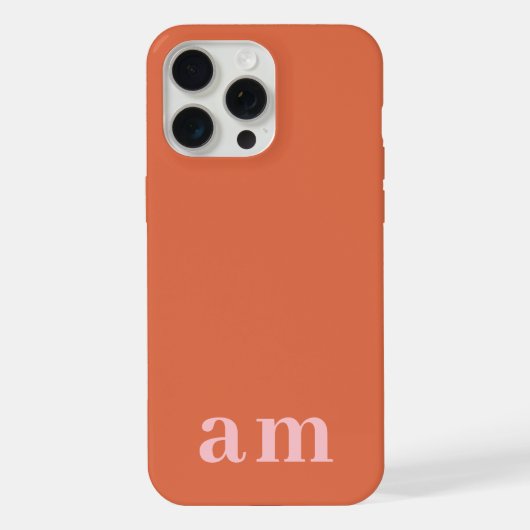 モノグラム2イニシャル ピンクと赤のミニマリスト iPhoneケース (裏面)