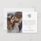 モノグラム2写真結婚書道 サンキューカード (裏面)