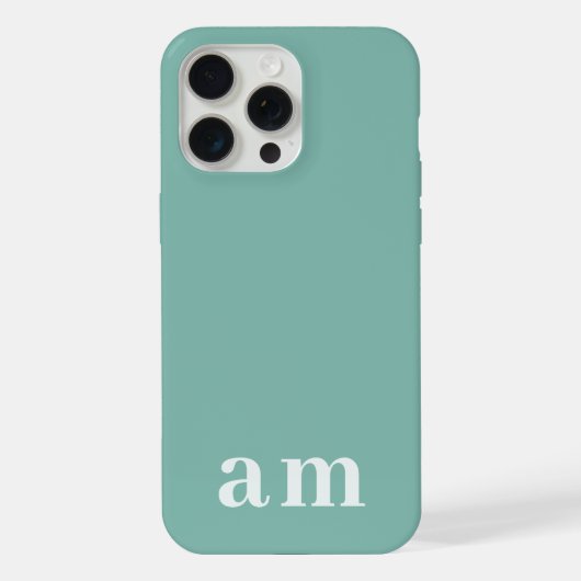 モノグラム2文字  ティールブルー ミニマル iPhoneケース (裏面)