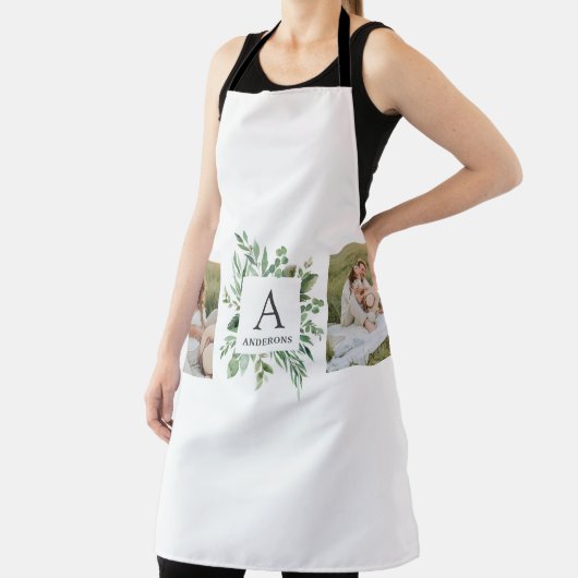モノグラム2枚の写真 |緑パーソナライズされた枠 エプロン (インサイチュ)