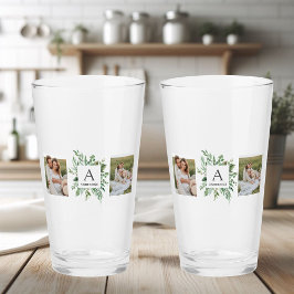 モノグラム2枚の写真 |緑パーソナライズされた枠 タンブラーグラス