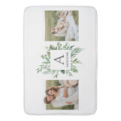 モノグラム2枚の写真 |緑パーソナライズされた枠 バスマット (正面縦)