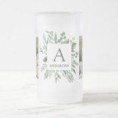 モノグラム2枚の写真 |緑パーソナライズされた枠 フロストグラスビールジョッキ (中央)