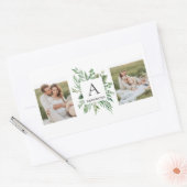 モノグラム2枚の写真 |緑パーソナライズされた枠 長方形シール (封筒)