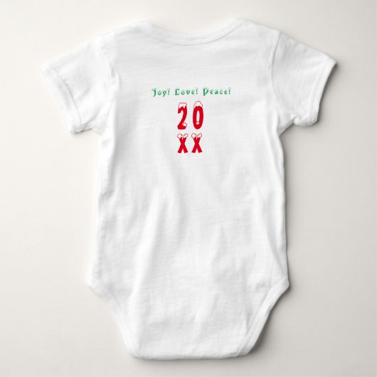 モノグラム20XXこんにちは冬の休日シンボルパターン ベビーボディスーツ (裏面)