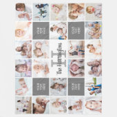 モノグラム24フォトコラージュカスタムパーソナライズされた フリースブランケット (正面)