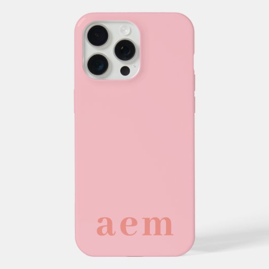 モノグラム3イニシャル ピンクミニマリスト iPhoneケース (裏面)