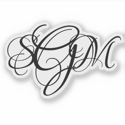 モノグラム3文字イニシャルカスタムデカール1アップ シール (正面)