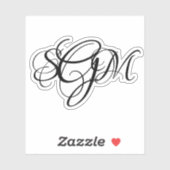 モノグラム3文字イニシャルカスタムデカール1アップ シール (シート)