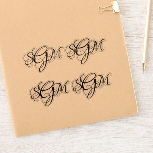 モノグラム3文字イニシャルカスタムデカール4アップ シール (ノートブック)