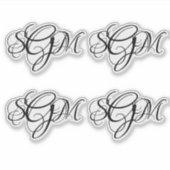 モノグラム3文字イニシャルカスタムデカール4アップ シール (正面)