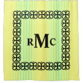 モノグラム3文字イニシャルレトロ シャワーカーテン (正面)