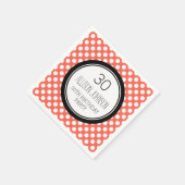 モノグラム30th誕生日ナプキンコーラルドット スタンダードカクテルナプキン (角)