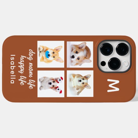 モノグラム4フォトコラージュ |犬の母の生活ハッピーライフ Case-Mate iPhoneケース (裏面 (横))
