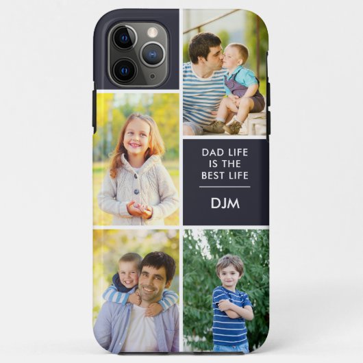 モノグラム4フォトパパライフは最高のライフブルー Case-Mate iPhoneケース (裏面)