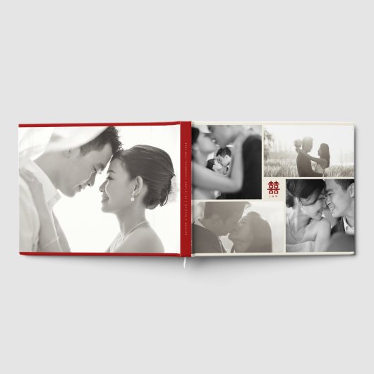 モノグラム4モダン写真中国の結婚コラージュ ゲストブック (全面)