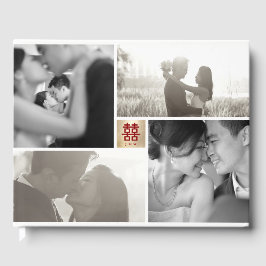 モノグラム4モダン写真中国の結婚コラージュ ゲストブック