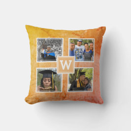 モノグラム4写真テンプレートモダン黄 クッション