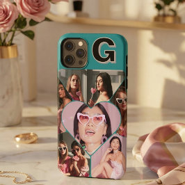 モノグラム6フォトコラージュティール（緑がかった色）iPhoneケース iPhone 11 Pro Maxケース