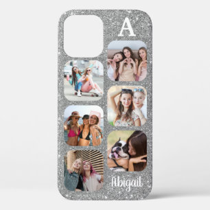 モノグラム6ラウンドフォトコラージシルバーグリッター iPhone 12ケース