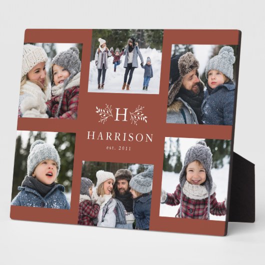 モノグラム6写真コラージュの姓terracotta フォトプラーク (側面)