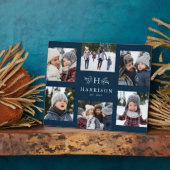 モノグラム6写真コラージュ名素朴な海軍 フォトプラーク (側面)