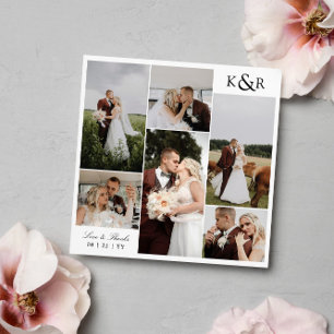 モノグラム6写真結婚コラージュの愛&感謝してい サンキューカード