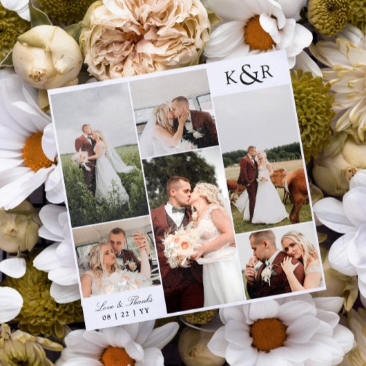 モノグラム6写真結婚コラージュの愛&感謝してい サンキューカード