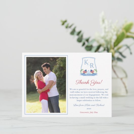 モノグラム7月4日婚約結婚披露宴の写真 サンキューカード (スタンド正面)