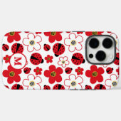 モノグラム かわいいてんとう虫 赤 白 花柄 Case-Mate iPhoneケース (裏面 (横))