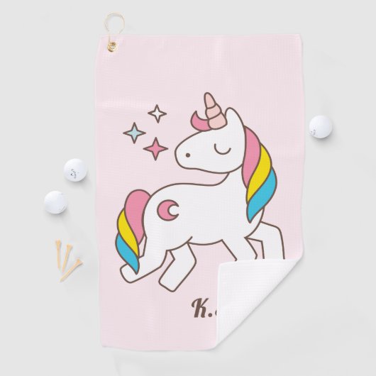 モノグラム.かわいいの可愛い魔法の一角獣。 ゴルフタオル (インサイチュ)