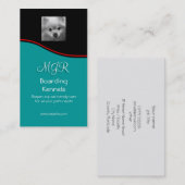 モノグラム、かわいいポメラニア犬子犬、赤いスウッシュ 名刺 (正面/裏面)