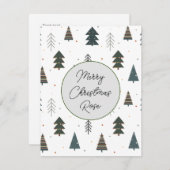 モノグラム かわいい松の木のドットグリーン ノートカード (正面/裏面)