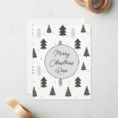 モノグラム かわいい松の木のドット 緑 ノートカード (正面/裏面インサイチュ)