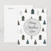 モノグラム かわいい松の木のドット 緑 ノートカード (正面/裏面)