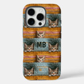 モノグラム かわいい猫の編み物デザイン 女子向け オーダーメイド Case-Mate iPhoneケース (裏面)