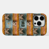 モノグラム かわいい猫の編み物デザイン 女子向け オーダーメイド Case-Mate iPhoneケース (裏面 (横))