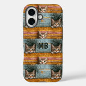モノグラム かわいい猫の編み物風 ガーリーな名入れグッズ Case-Mate iPhoneケース (裏面)