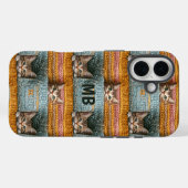 モノグラム かわいい猫の編み物風 ガーリーな名入れグッズ Case-Mate iPhoneケース (裏面 (横))