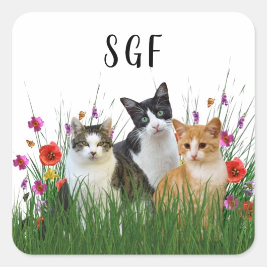 モノグラム かわいい猫 ステッカー (正面)