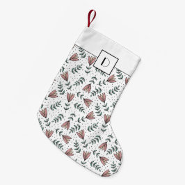 モノグラム かわいい ピンク 花 フラワー 模様 スモールクリスマスストッキング