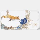 モノグラム かわいい 森のキツネ 水彩 花の名前 Case-Mate iPhoneケース (裏面 (横))