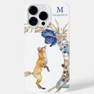 モノグラム かわいい 森のキツネ 水彩 花 名前 Case-Mate iPhone 14 PRO MAXケース