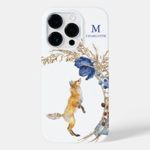 モノグラム かわいい 森のキツネ 水彩 花 名前 Case-Mate iPhone 14 PROケース