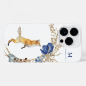 モノグラム かわいい 森のキツネ 水彩 花 名前 Case-Mate iPhoneケース (裏面 (横))